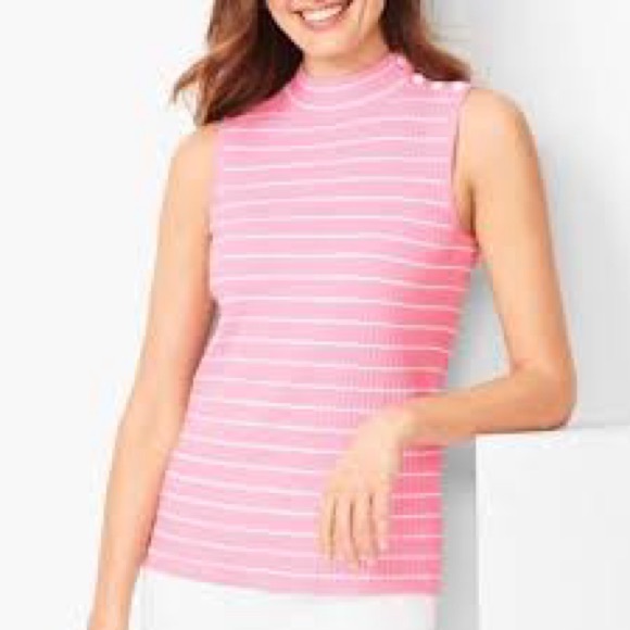 Talbots Pink and White Striped Tank Top - Picture 1 of 8